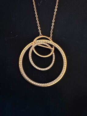 Swarovski Gold-Tone Triple Circle Pendant Necklace with Crystals